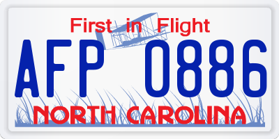 NC license plate AFP0886