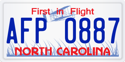 NC license plate AFP0887