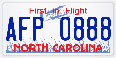 NC license plate AFP0888