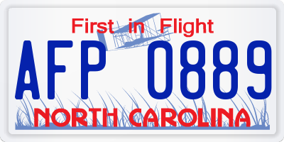 NC license plate AFP0889