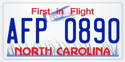NC license plate AFP0890