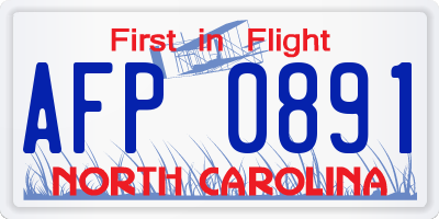 NC license plate AFP0891