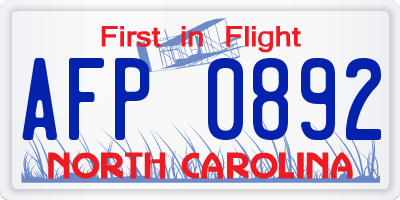 NC license plate AFP0892