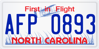 NC license plate AFP0893