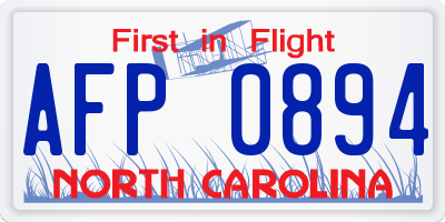 NC license plate AFP0894