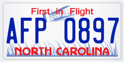 NC license plate AFP0897