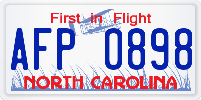 NC license plate AFP0898