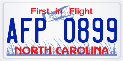 NC license plate AFP0899