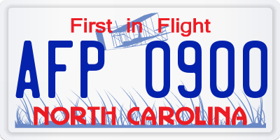 NC license plate AFP0900