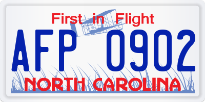 NC license plate AFP0902