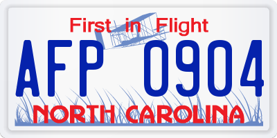 NC license plate AFP0904