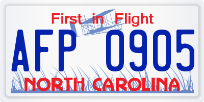 NC license plate AFP0905