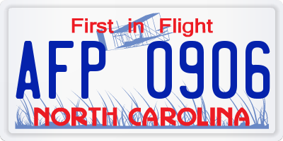 NC license plate AFP0906