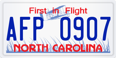 NC license plate AFP0907
