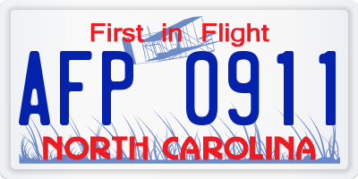 NC license plate AFP0911