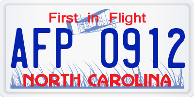 NC license plate AFP0912