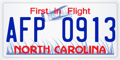 NC license plate AFP0913