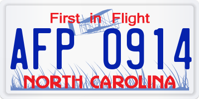 NC license plate AFP0914