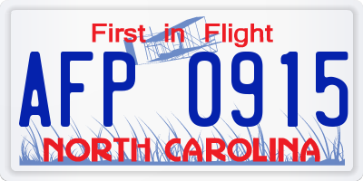 NC license plate AFP0915
