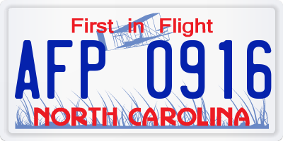 NC license plate AFP0916