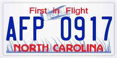NC license plate AFP0917