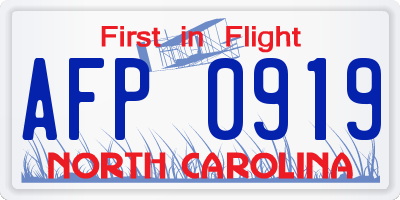 NC license plate AFP0919
