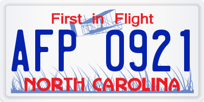 NC license plate AFP0921
