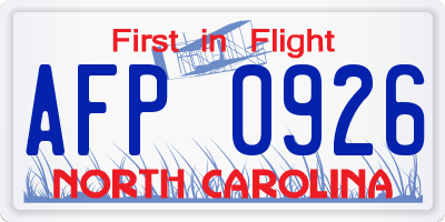 NC license plate AFP0926