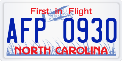 NC license plate AFP0930