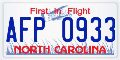 NC license plate AFP0933