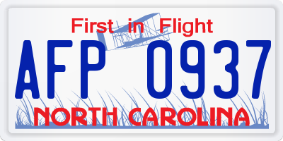 NC license plate AFP0937