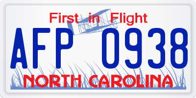 NC license plate AFP0938