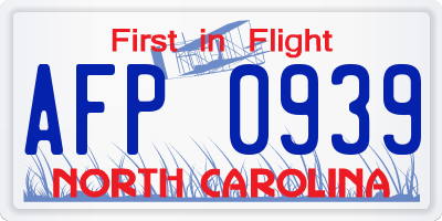 NC license plate AFP0939