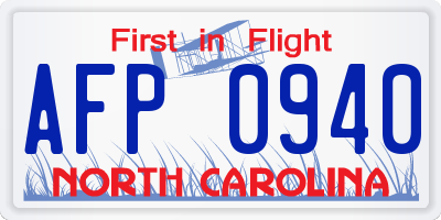 NC license plate AFP0940