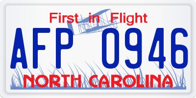 NC license plate AFP0946