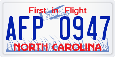 NC license plate AFP0947