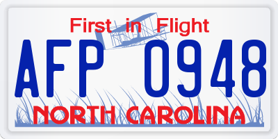 NC license plate AFP0948