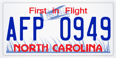 NC license plate AFP0949