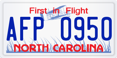 NC license plate AFP0950