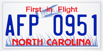 NC license plate AFP0951