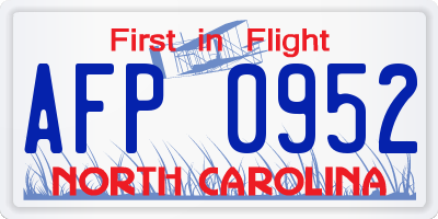 NC license plate AFP0952
