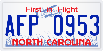 NC license plate AFP0953