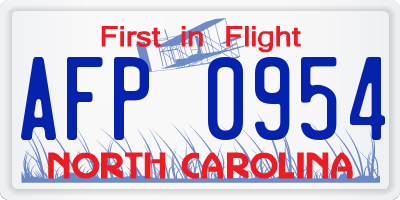 NC license plate AFP0954