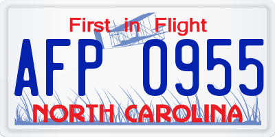 NC license plate AFP0955