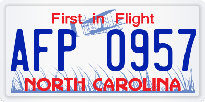 NC license plate AFP0957