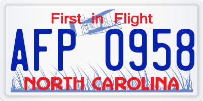 NC license plate AFP0958