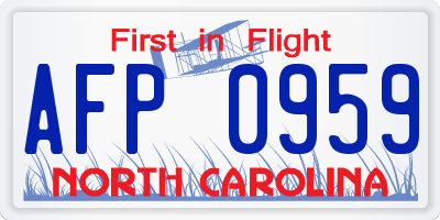 NC license plate AFP0959