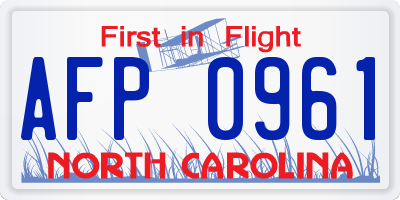 NC license plate AFP0961