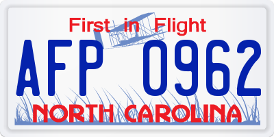 NC license plate AFP0962