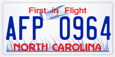 NC license plate AFP0964